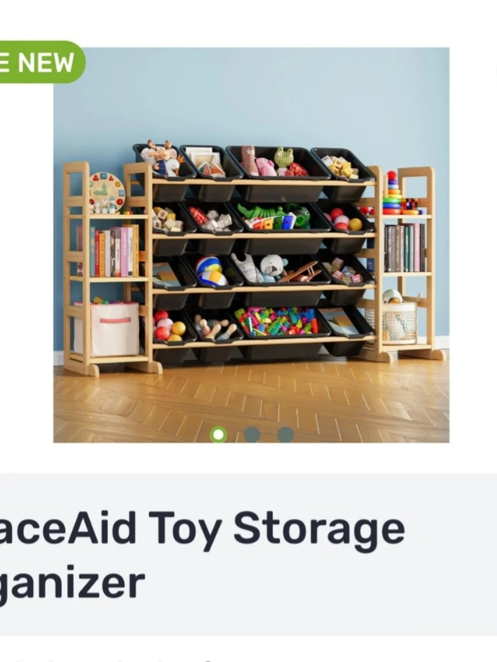 Black and Natural Toy Storage Organizer - 18-Bin Kids Shelf